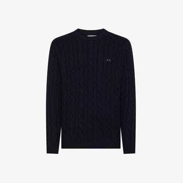 maglione a trecce con logo K45138 07 SUN68 