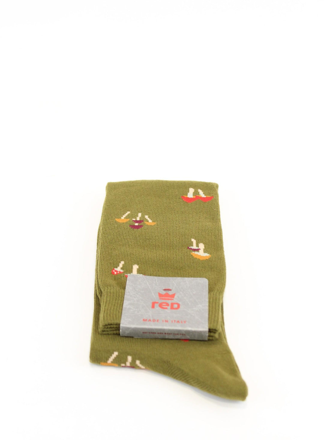 calze uomo con ricamo funghi 64272G V1166 RED 