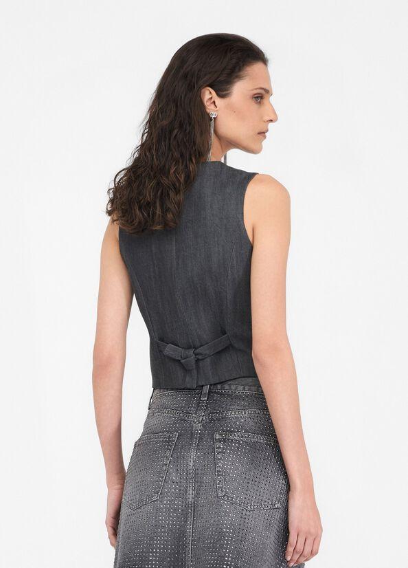 gilet in denim UF5226D0266 87457 LIU JO DENIM 