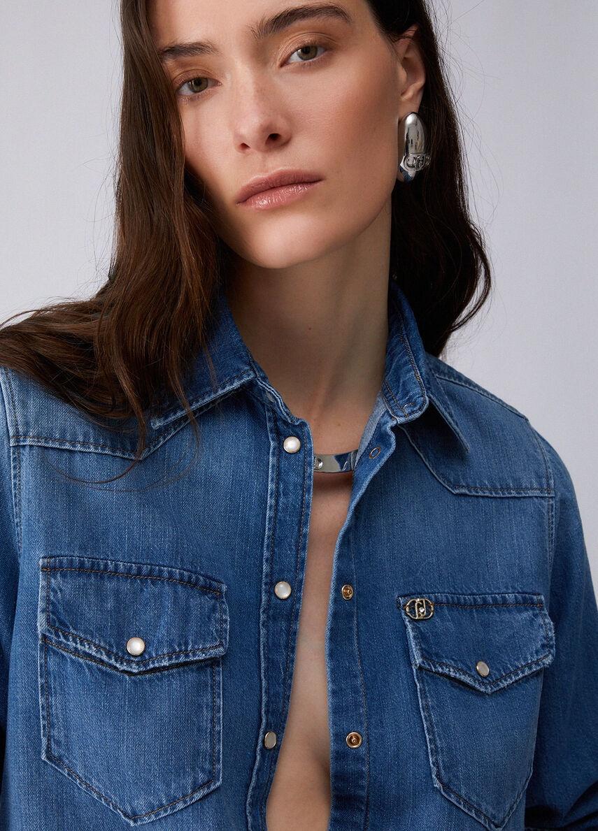 camicia in denim UA6339D4851 79053 LIU JO DENIM 