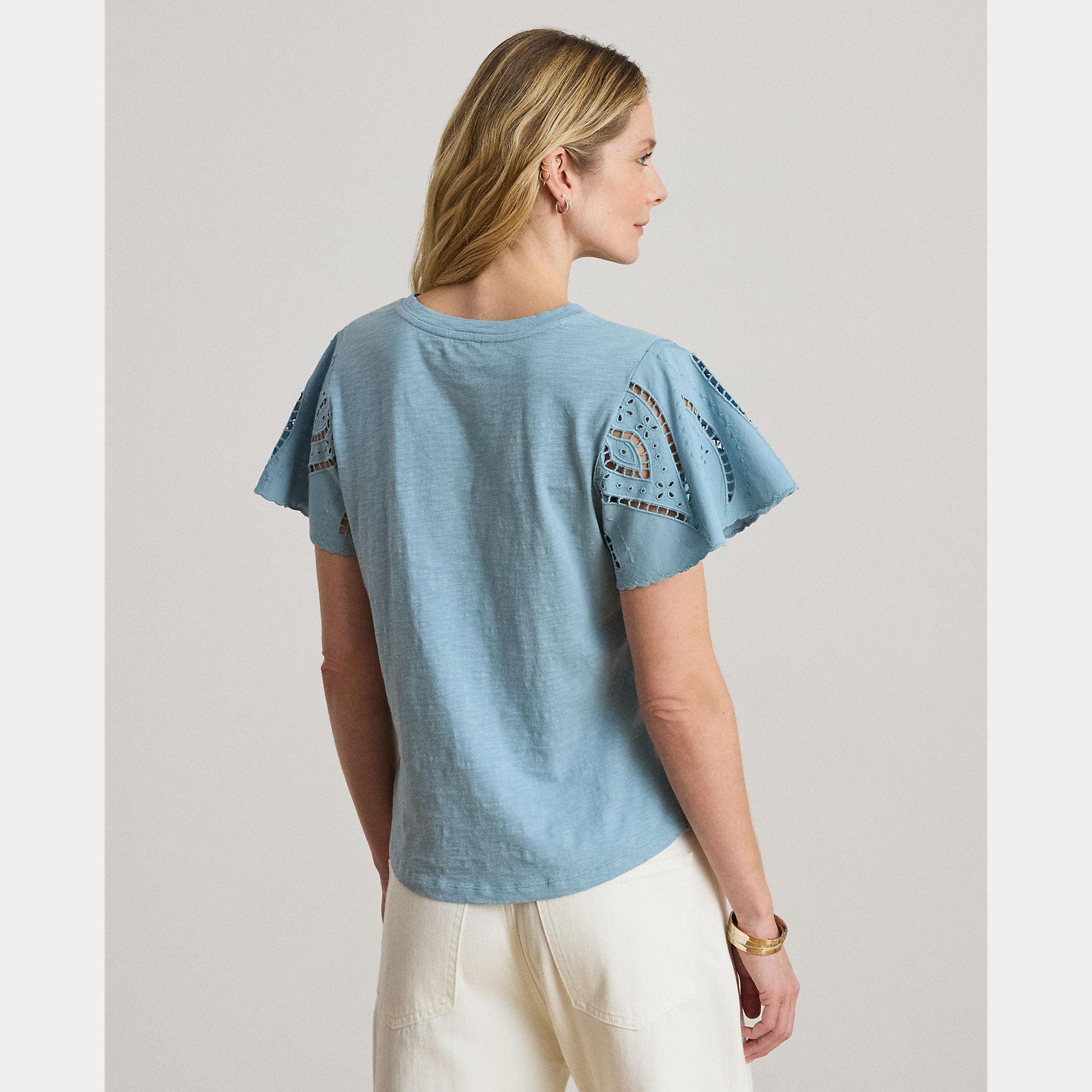 t-shirt traforato broadcloth 200-P09104 001 LAUREN RALPH LAUREN 