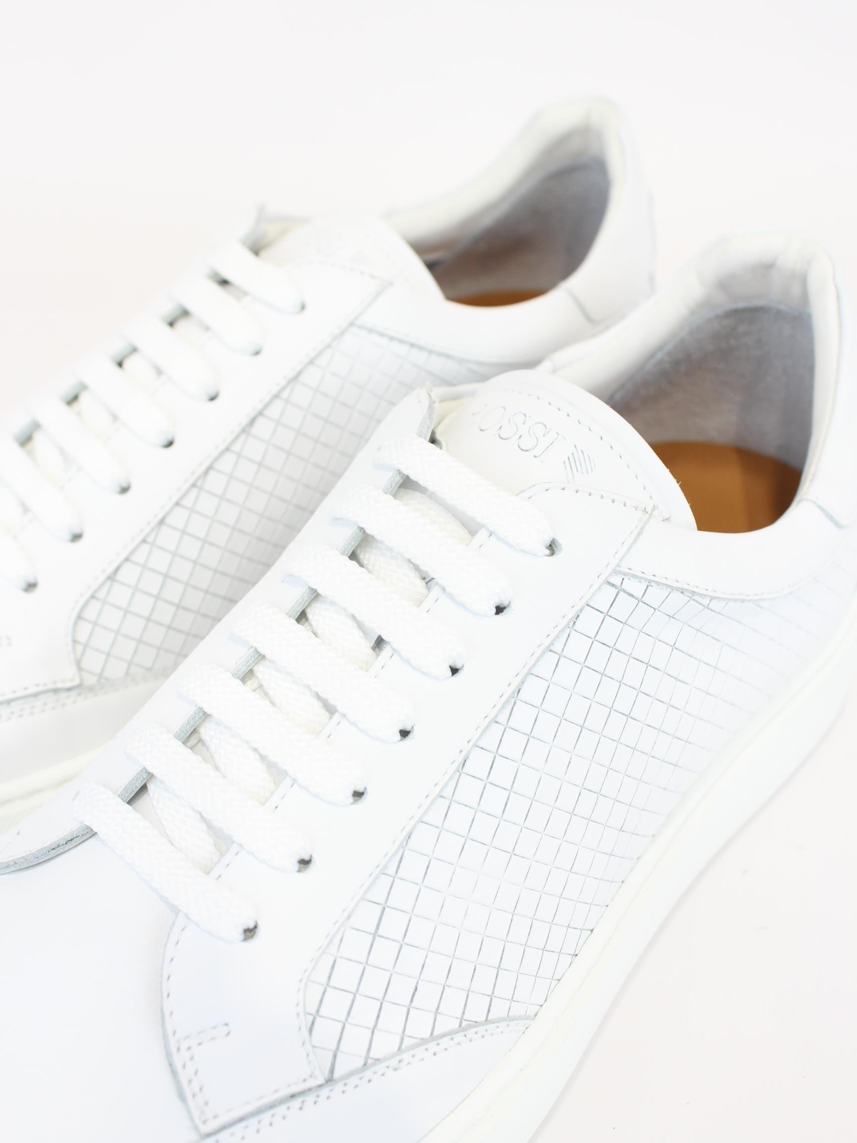 sneakers in pelle con fantasia quadri 1040S2 POLO WHITE ROSSI 