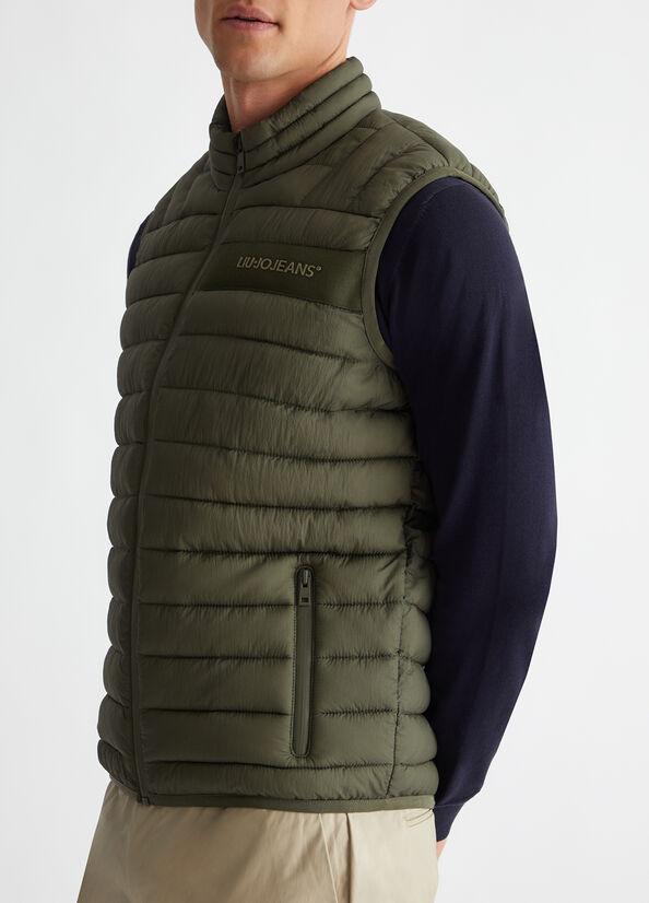 gilet smanicato con patch M000P104GILETJEANS ARMY GREEN liU JO 