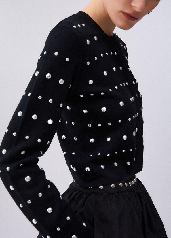 cardigan con borchie WA6090MS55N 22222 LIU JO WHITE 