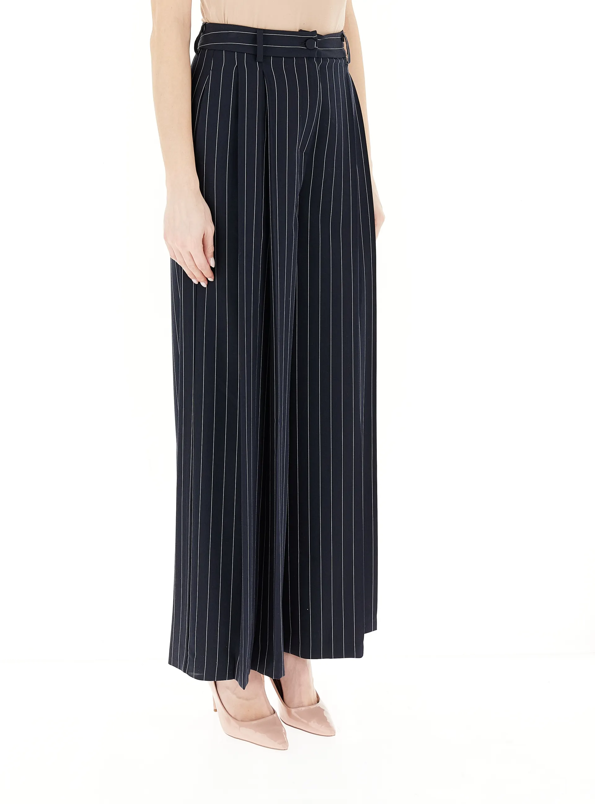 pantalone righe a palazzo TD0438 BLU/NAT VICOLO 
