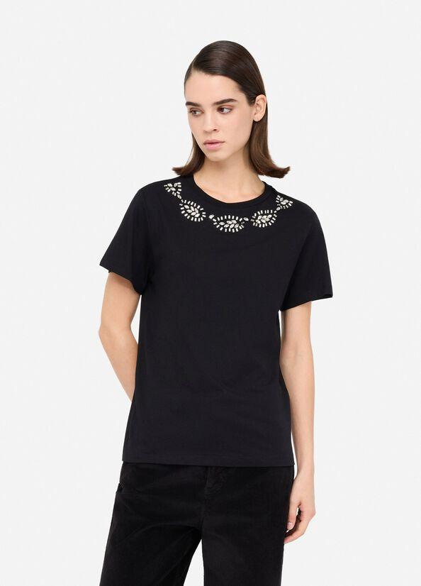 t-shirt ricamo gioiello MF5344J6308 L9019 LIU JO WHITE 