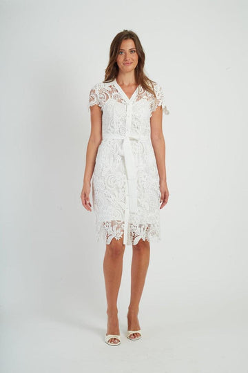 abito corto in pizzo P615010 GAZIANA 2 BLANC DERHY 