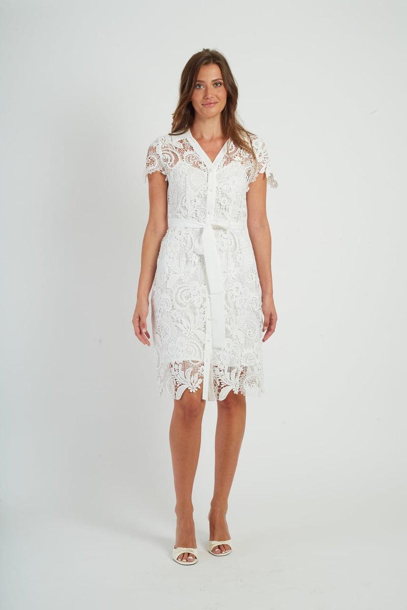 abito corto in pizzo P615010 GAZIANA 2 BLANC DERHY 