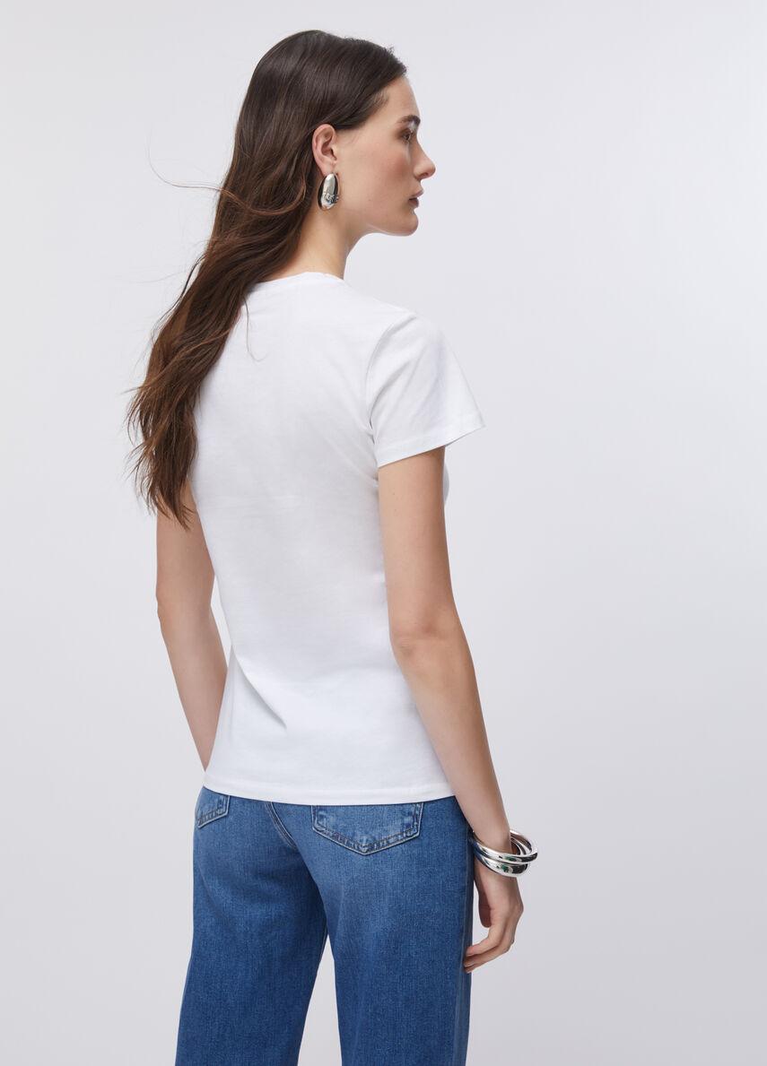 t-shirt con stampa strass WA6493JS923 P9656 LIU JO WHITE 