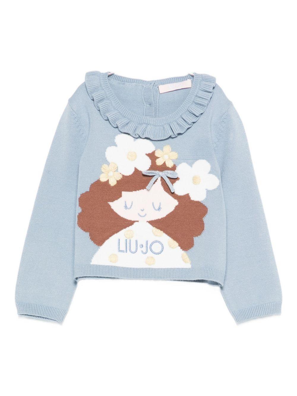 maglione neonata con ricamo HF5071MA12P M9985 LIU JO JUNIOR 
