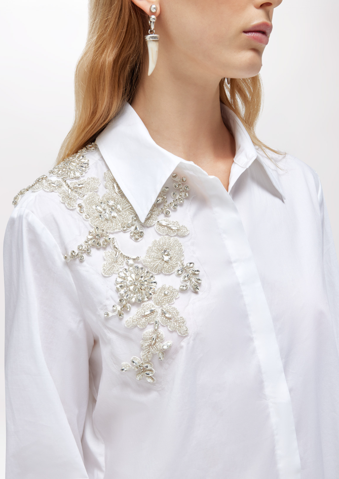 camicia in popeline con ricamo RA6158T2943 11111 Blugirl 