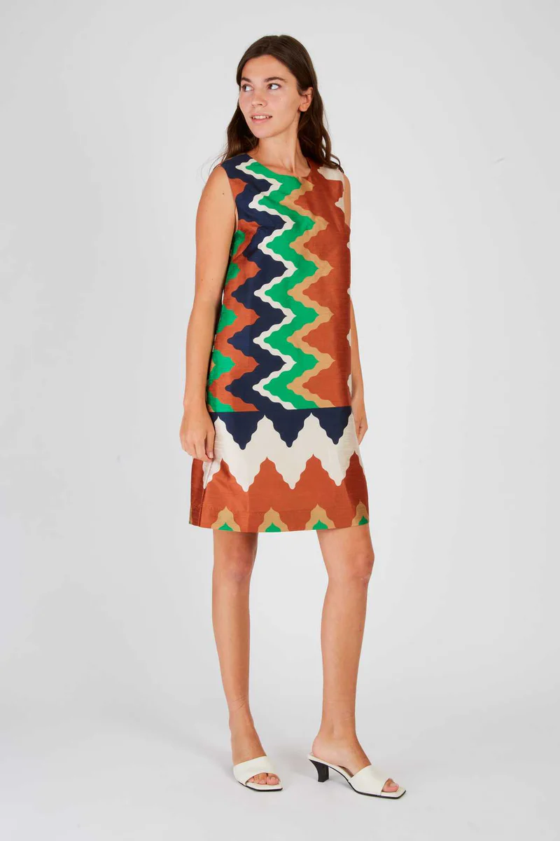 abito corto con stampa P510185 VERT DERHY 