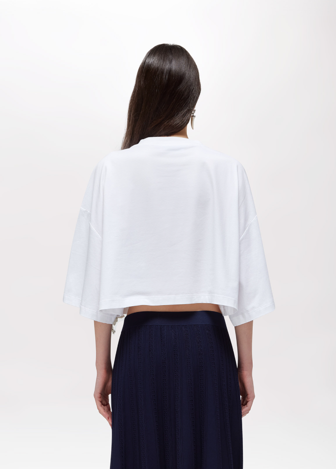 t-shirt con patch cristalli RA6153JS003 10601 Blugirl 