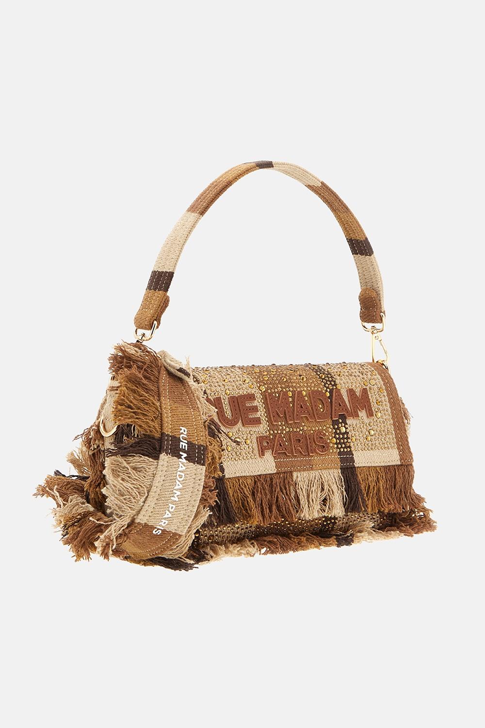 Borsa casablanca shoulder CASABLANCA SHOULDER 1530 STRIPES BROWN RUE MADAM PARIS 