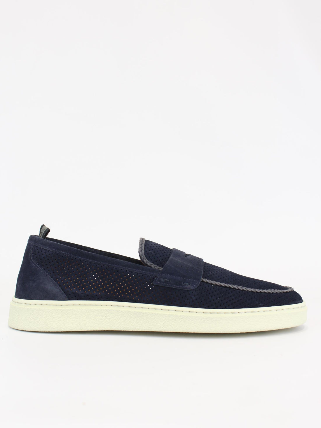 Mocassino in suede traforato 1055 FLORENCE BLU ROSSI 