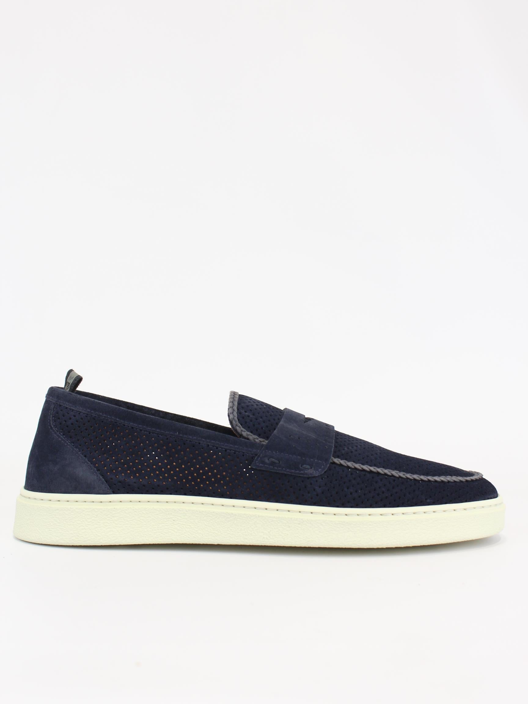 Mocassino in suede traforato 1055 FLORENCE BLU ROSSI 