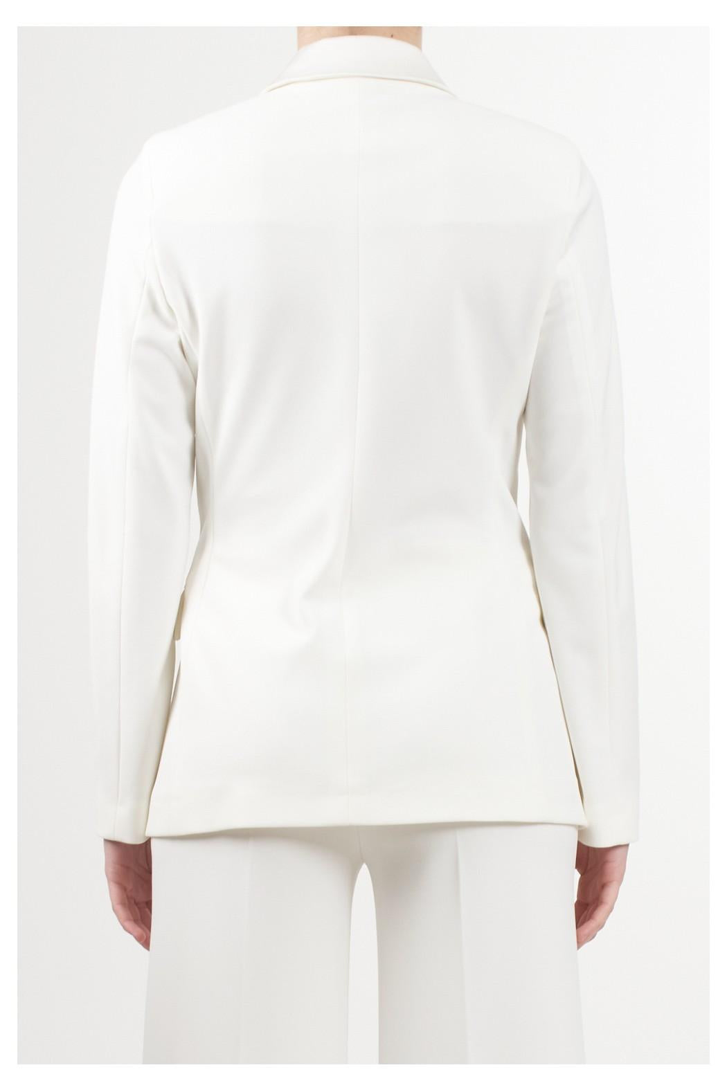 blazer doppiopetto con dettagli in raso TD0578 BIANCO VICOLO 