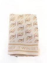 TWINSET sciarpa con frange e inserti lurex Beige