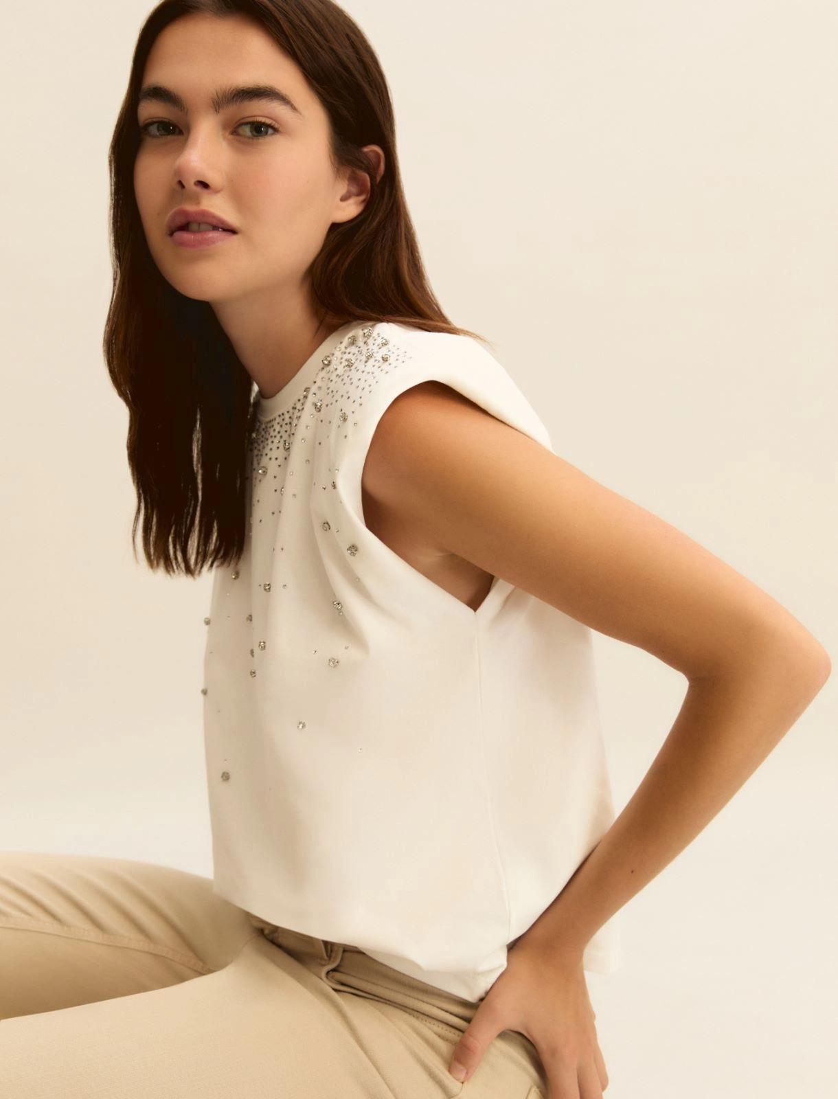 t-shirt smanicata con cristalli EMMUTOPIA 001 EMME MARELLA 