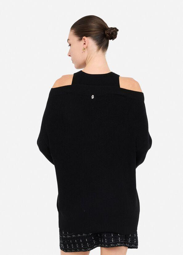 maglia con collo gioiello MF5126MA85Q 22222 LIU JO WHITE 