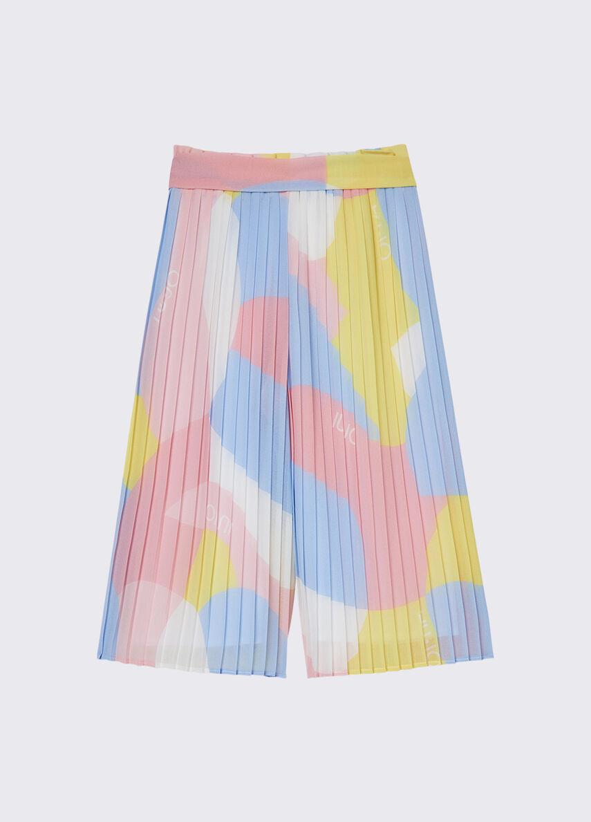 pantaloni plissè multicolor KA6034T5142 U9895 LIU JO JUNIOR 