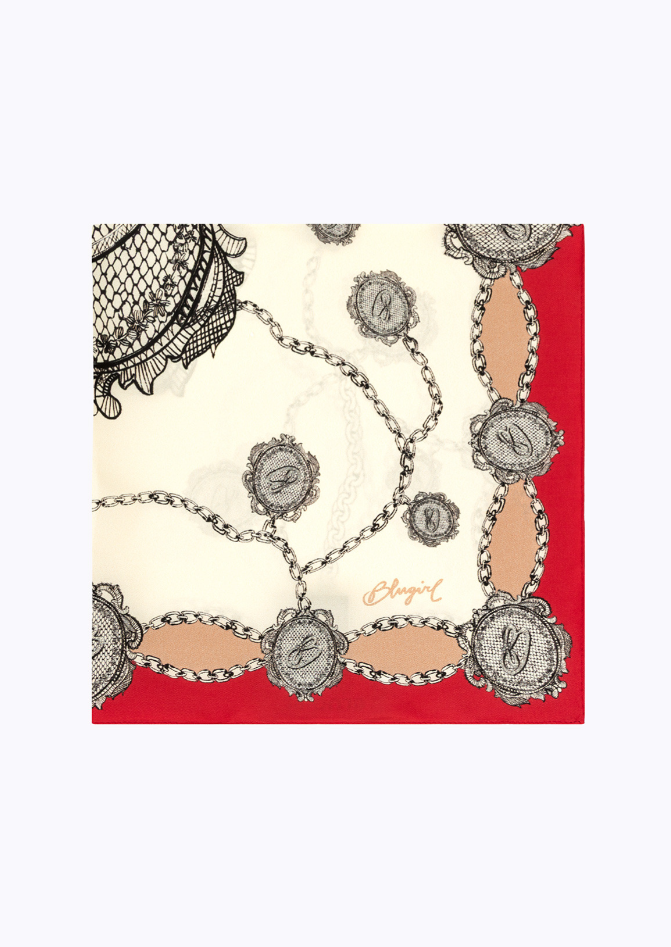 foulard con stampa pizzo e logo NA6024T490A 81663 Blugirl 