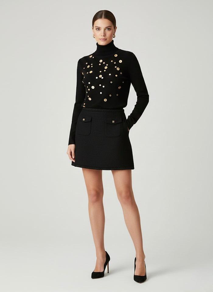 dolcevita in lana aderente 091505/995 BLACK EDWARD ACHOUR PARIS 