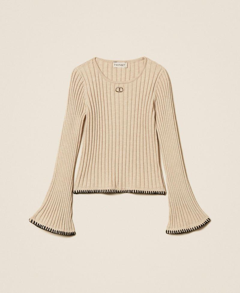 maglia baby a coste con ricamo 252GB3080 10884 TWINSET GIRL 