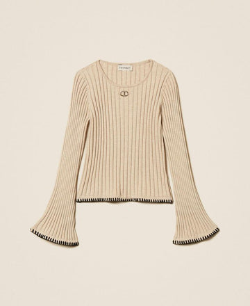 maglia baby a coste con ricamo 252GB3080 10884 TWINSET GIRL 