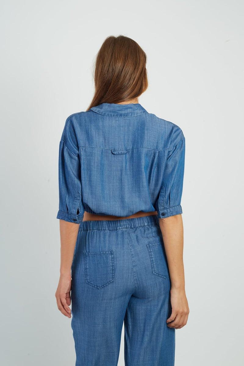 camicia corta denim P625001 EDEN DENIM BLE DERHY 