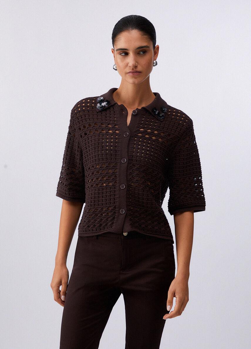 cardigan in crochet WA6325MA79R 91109 LIU JO WHITE 