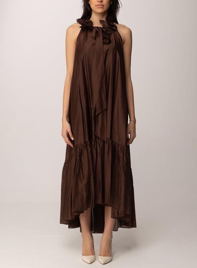 abito lungo con volant 261AP2185 10780 TWINSET ACTITUDE 