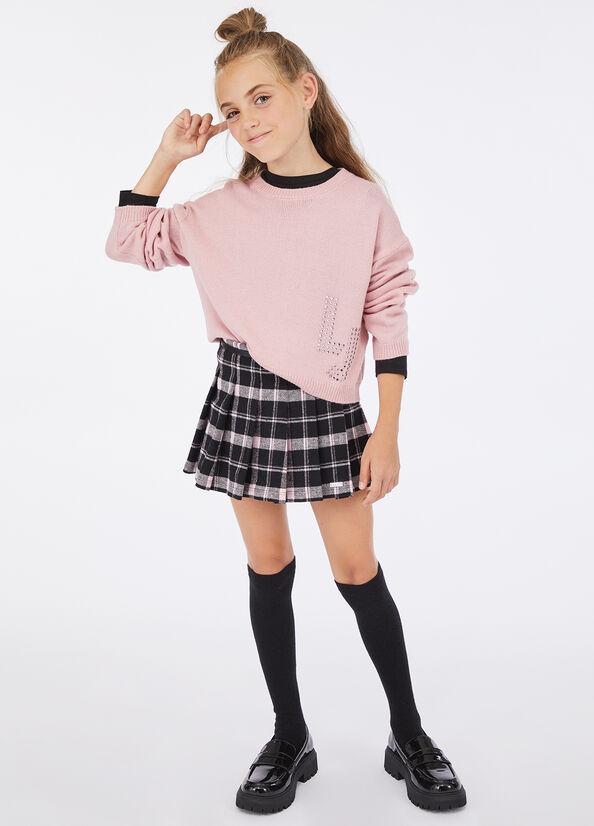 maglione in lana con logo e strass GF5089MA51I 51906 LIU JO JUNIOR 