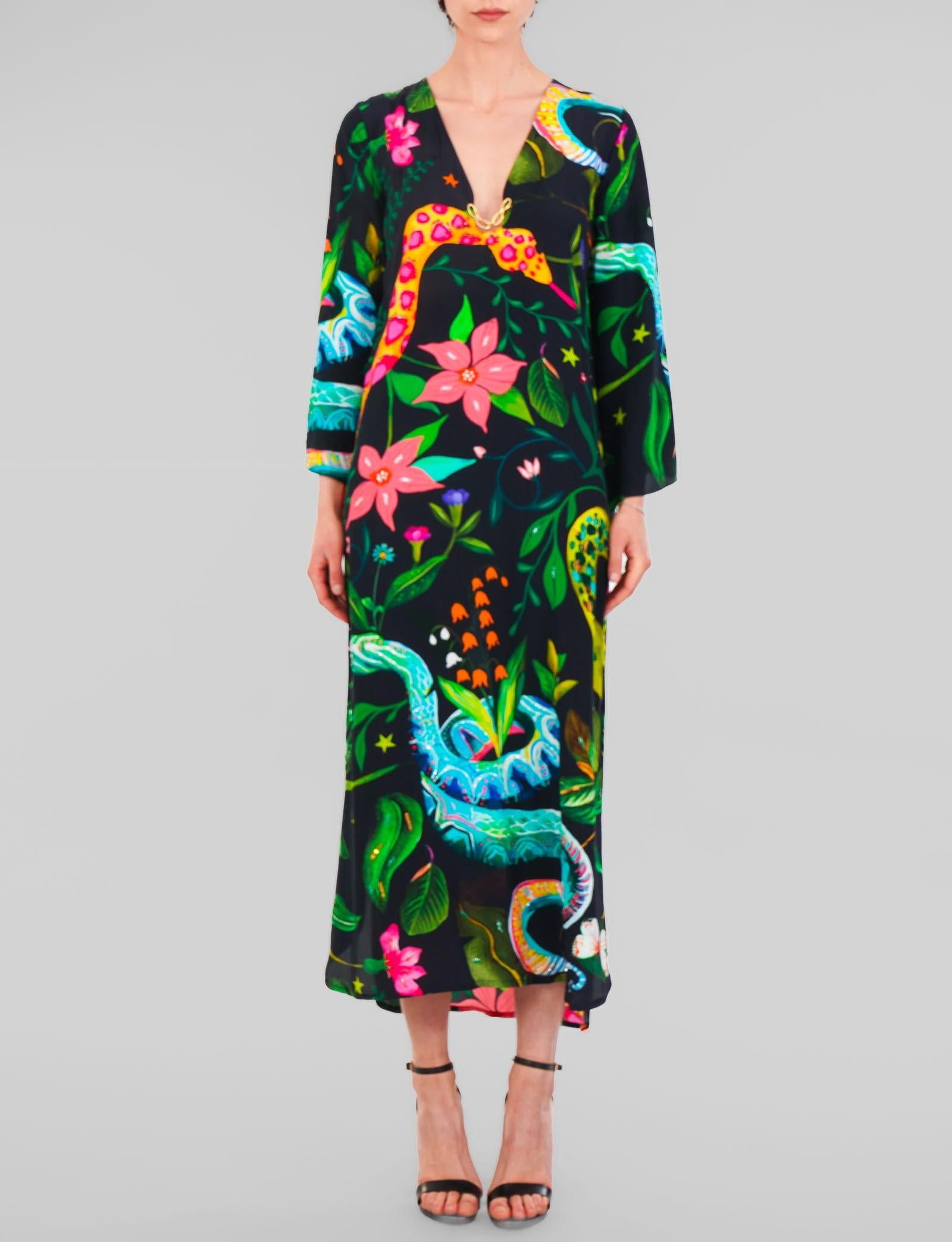 abito con stampa serpente RE2518 BLACK SNAKE MIRIAM STELLA 