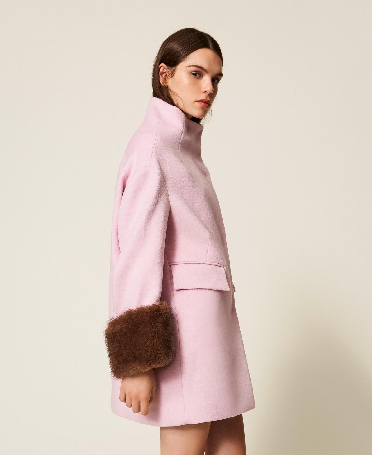 cappotto in panno velour con faux fur 252AT2241 12828 TWINSET ACTITUDE 