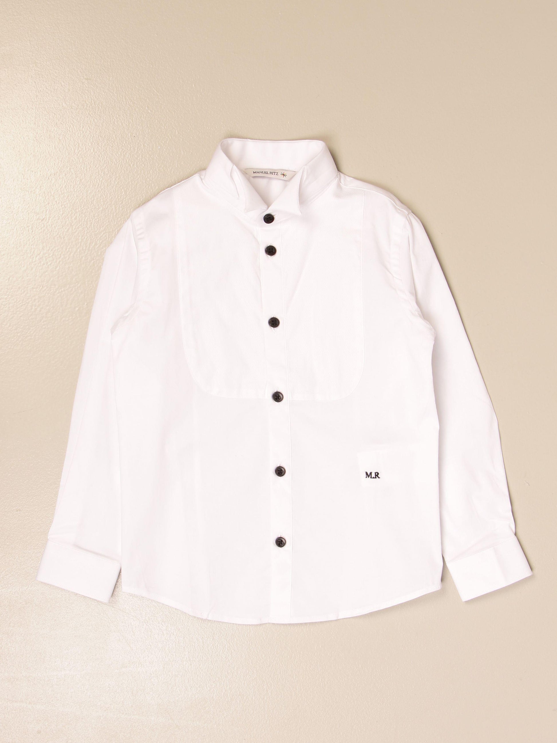 CAMICIA CON MINI LOGO IN CONTRASTO MR1298 BIANCO MANUEL RITZ KIDS 