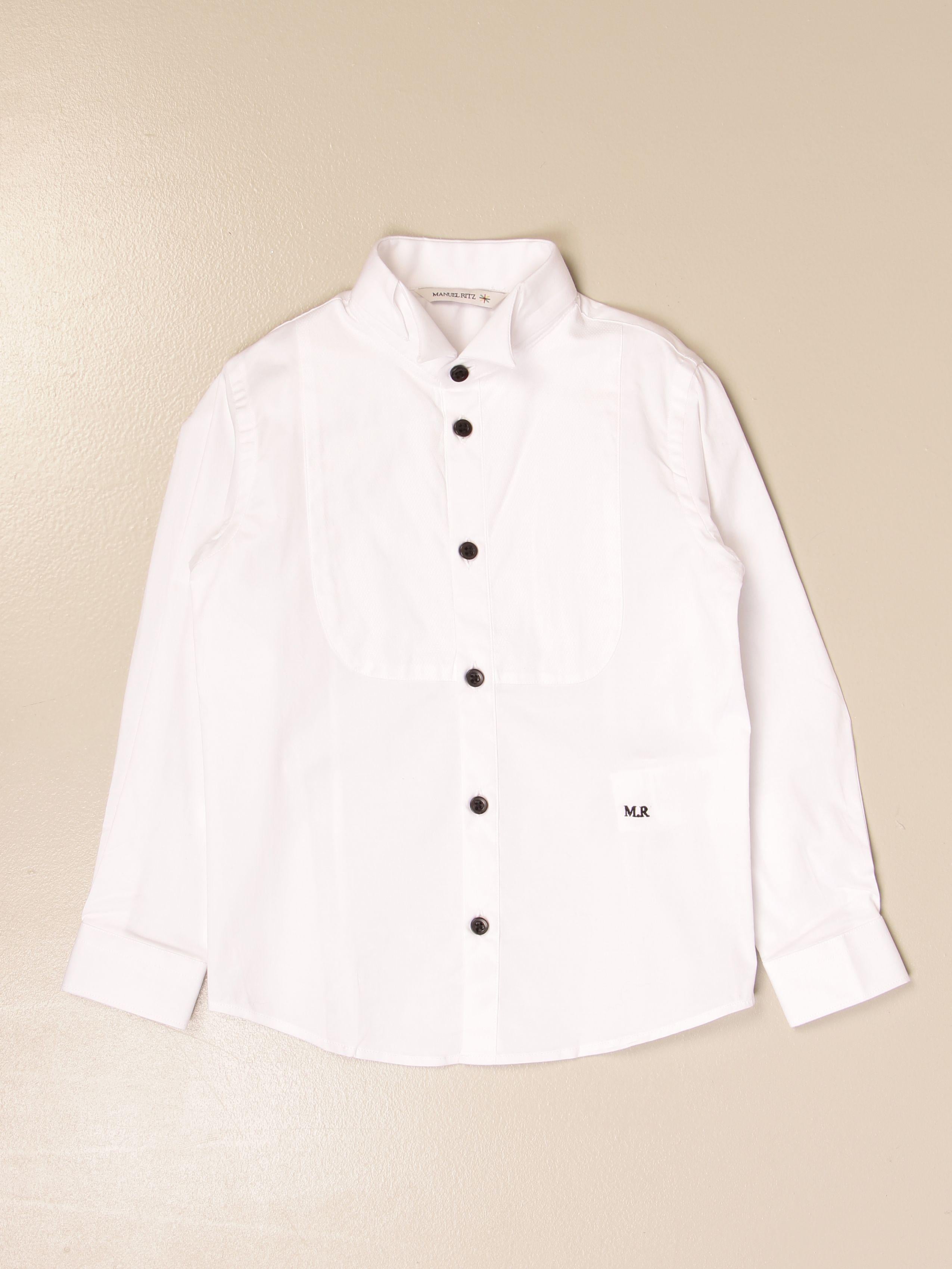 CAMICIA CON MINI LOGO IN CONTRASTO MR1298 BIANCO MANUEL RITZ KIDS 
