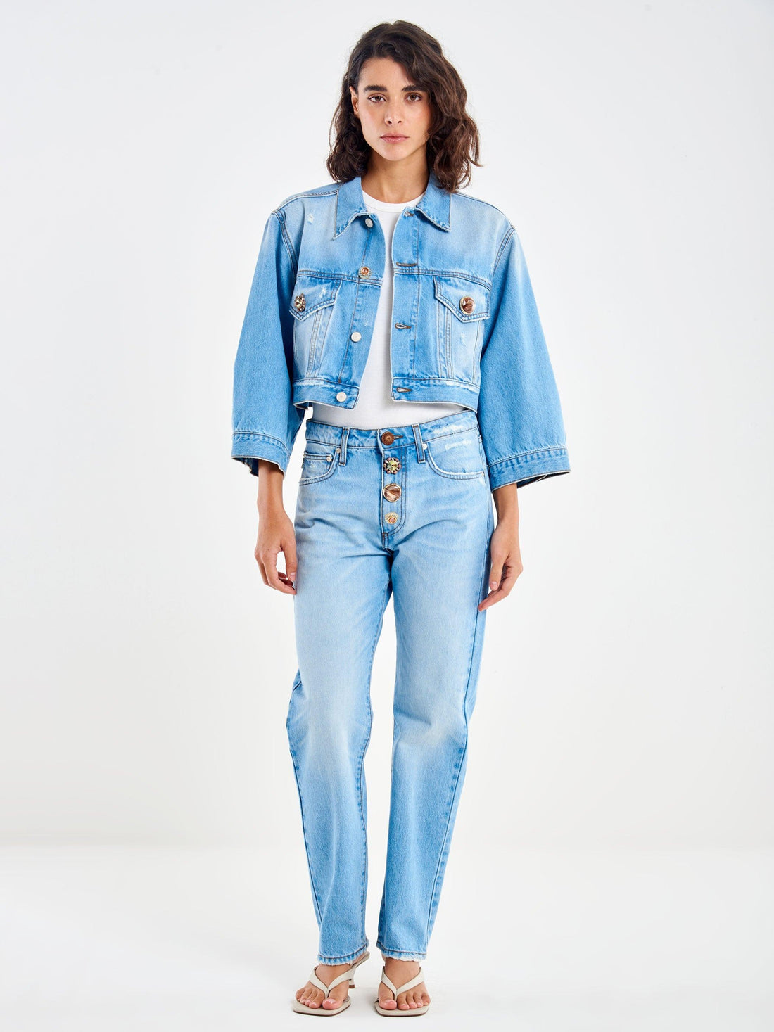 giacca con bottone gioiello DAB5109 JEANS VICOLO 