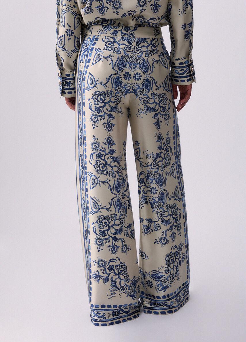 pantalone con stampa foulard CA6230TS555 P9652 LIU JO BLACK 
