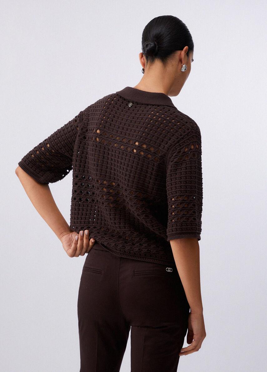 cardigan in crochet WA6325MA79R 91109 LIU JO WHITE 