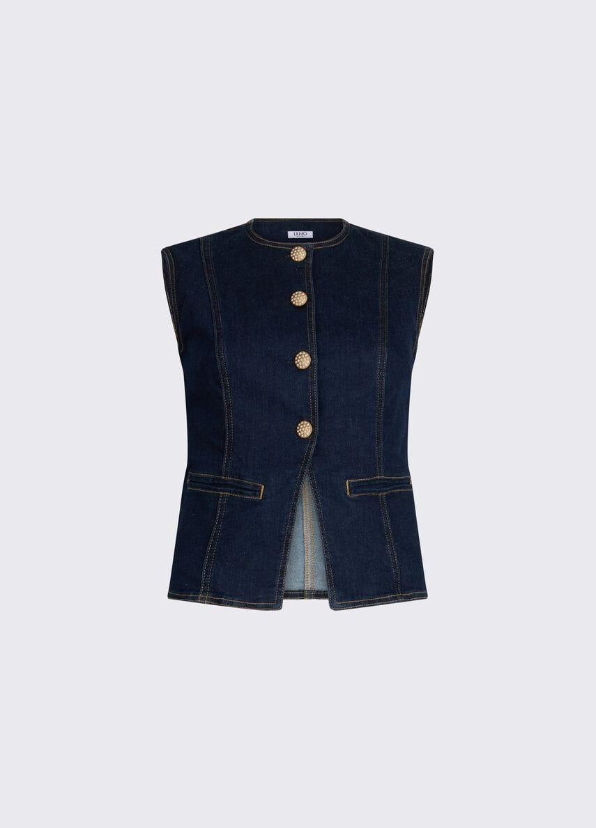 gilet in denim slim fit UA6345D4925 77000 LIU JO DENIM 
