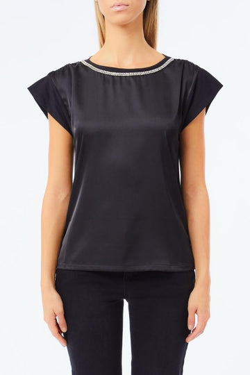 t-shirt con gioiello al collo UF5262J6308 22222 LIU JO DENIM 