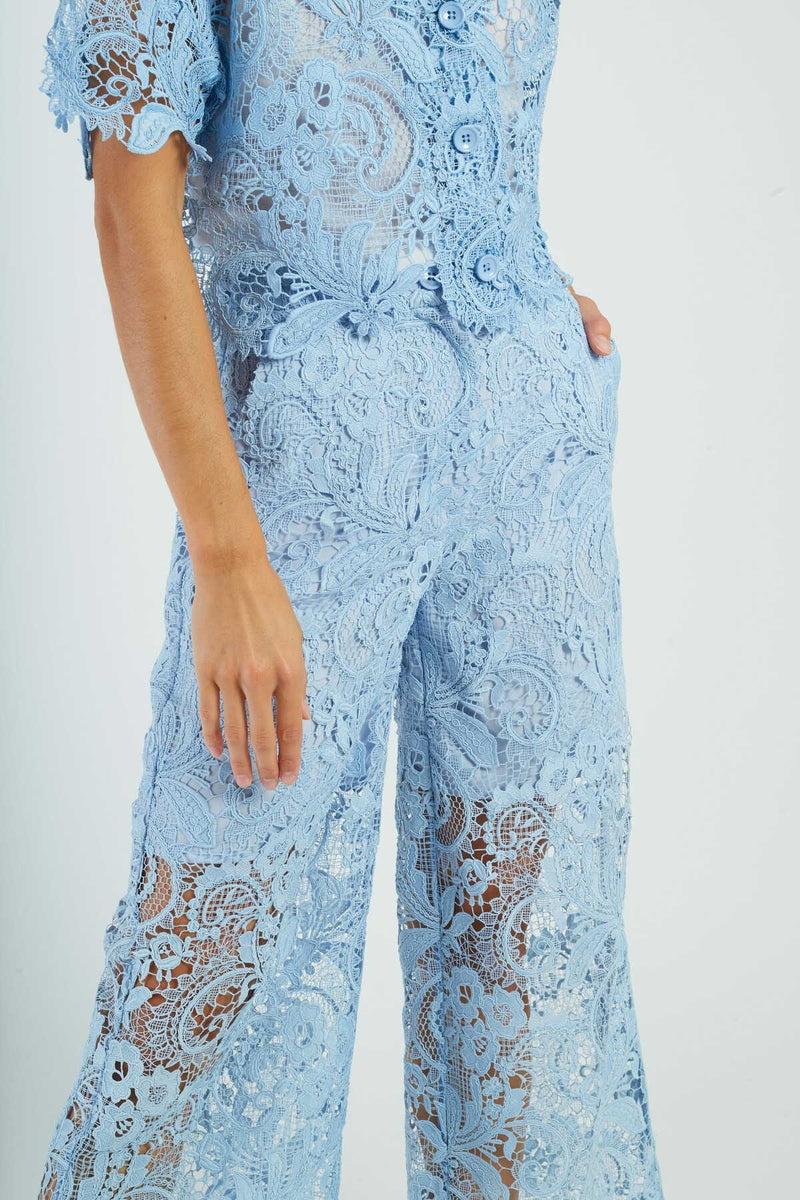 pantalone in pizzo P660004 BALTHAZAR 33 BLEU CIEL DERHY 