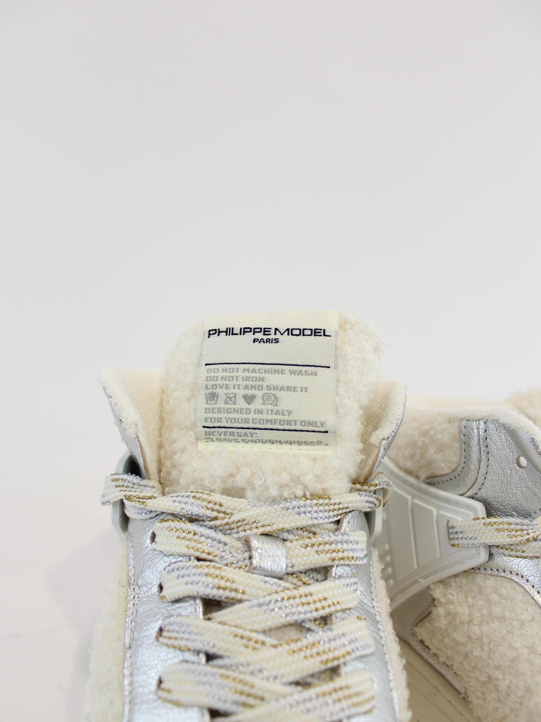sneakers alta con inserto montone LGMD BLANC BB01 PHILIPPE MODEL 