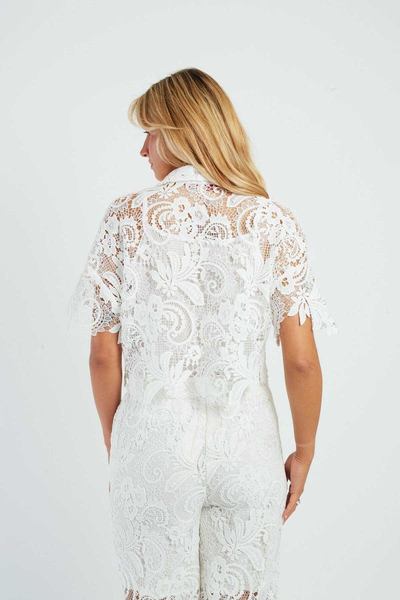 camicetta corta in pizzo P620007 AERIS 2 BLANC DERHY 