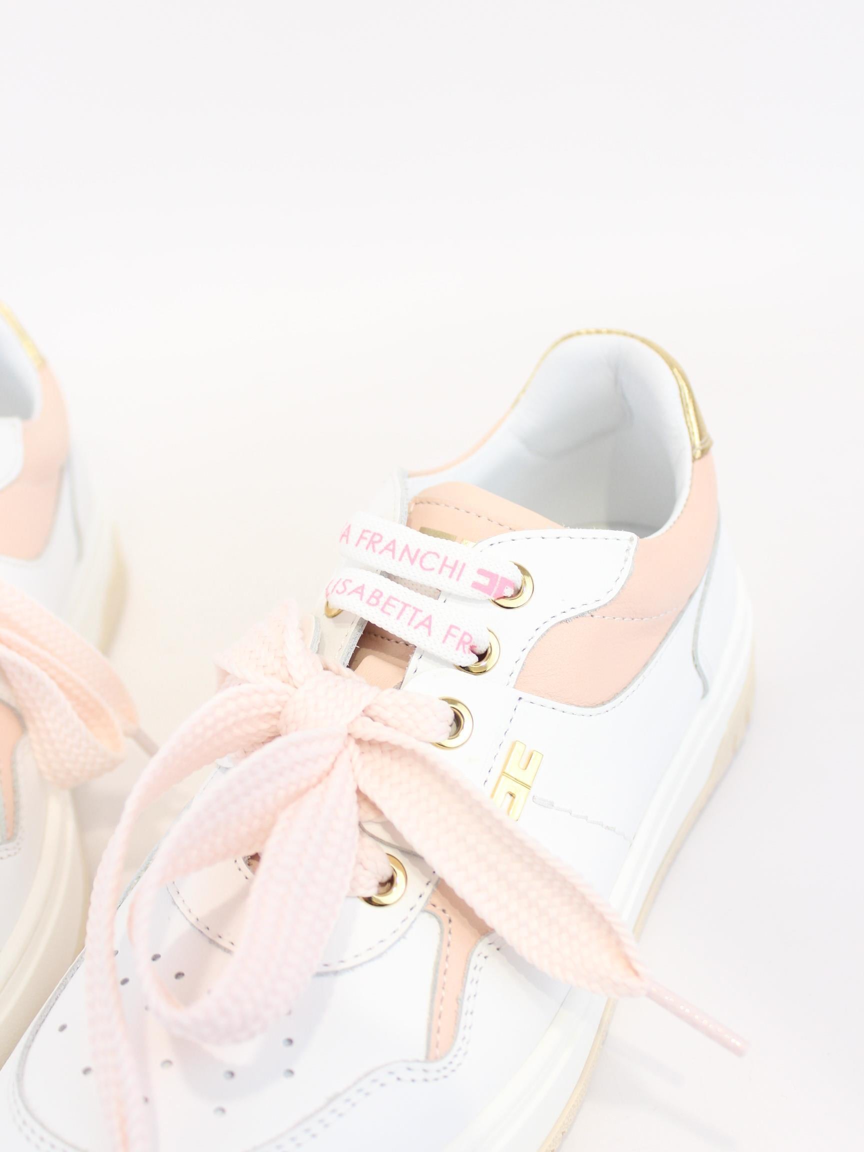 sneakers  con lacci logati F4A9 E0252 BIANCO/ROSA/ORO ELISABETTA FRANCHI 