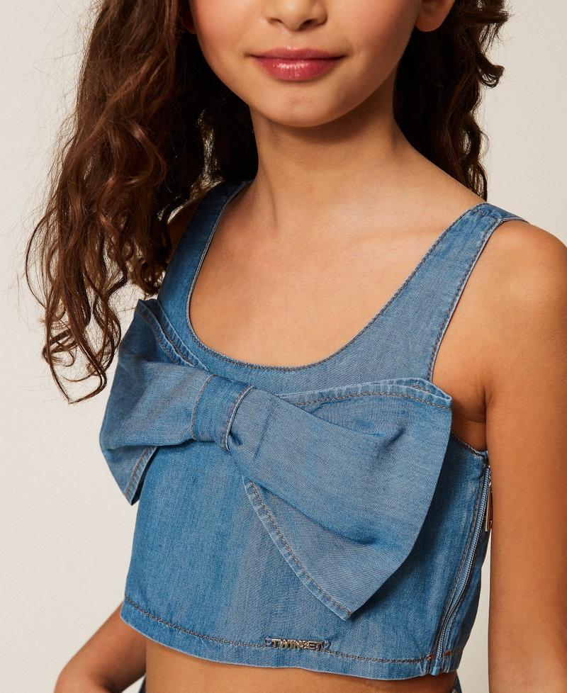 top in denim con fiocco 261GJ2071 13235 TWINSET GIRL 