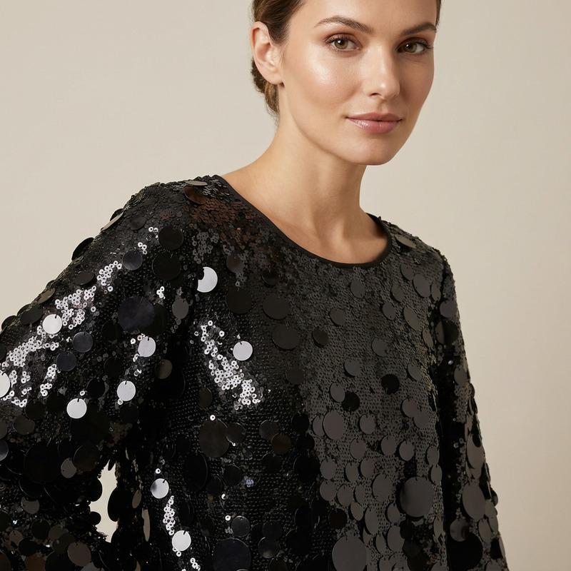 top con pailettes 090703/939 BLACK EDWARD ACHOUR PARIS 