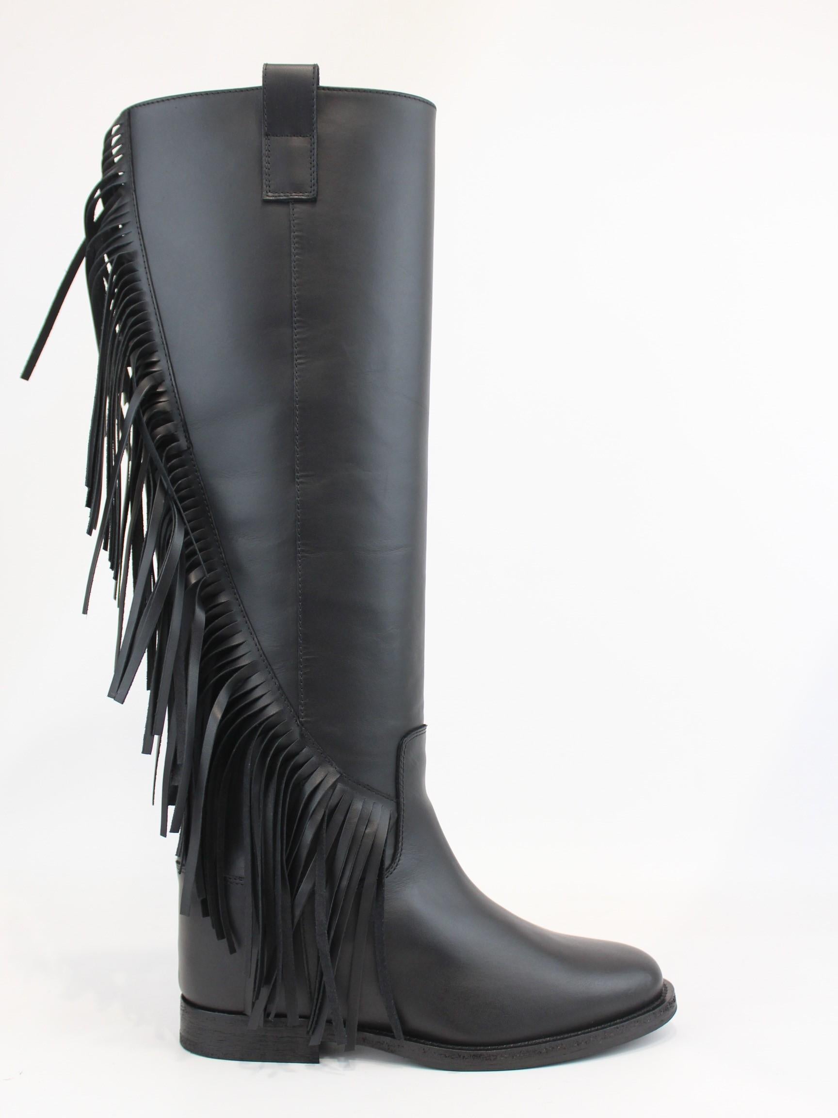 stivali con applicazioni frange 4419 NERO VIA ROMA 15 