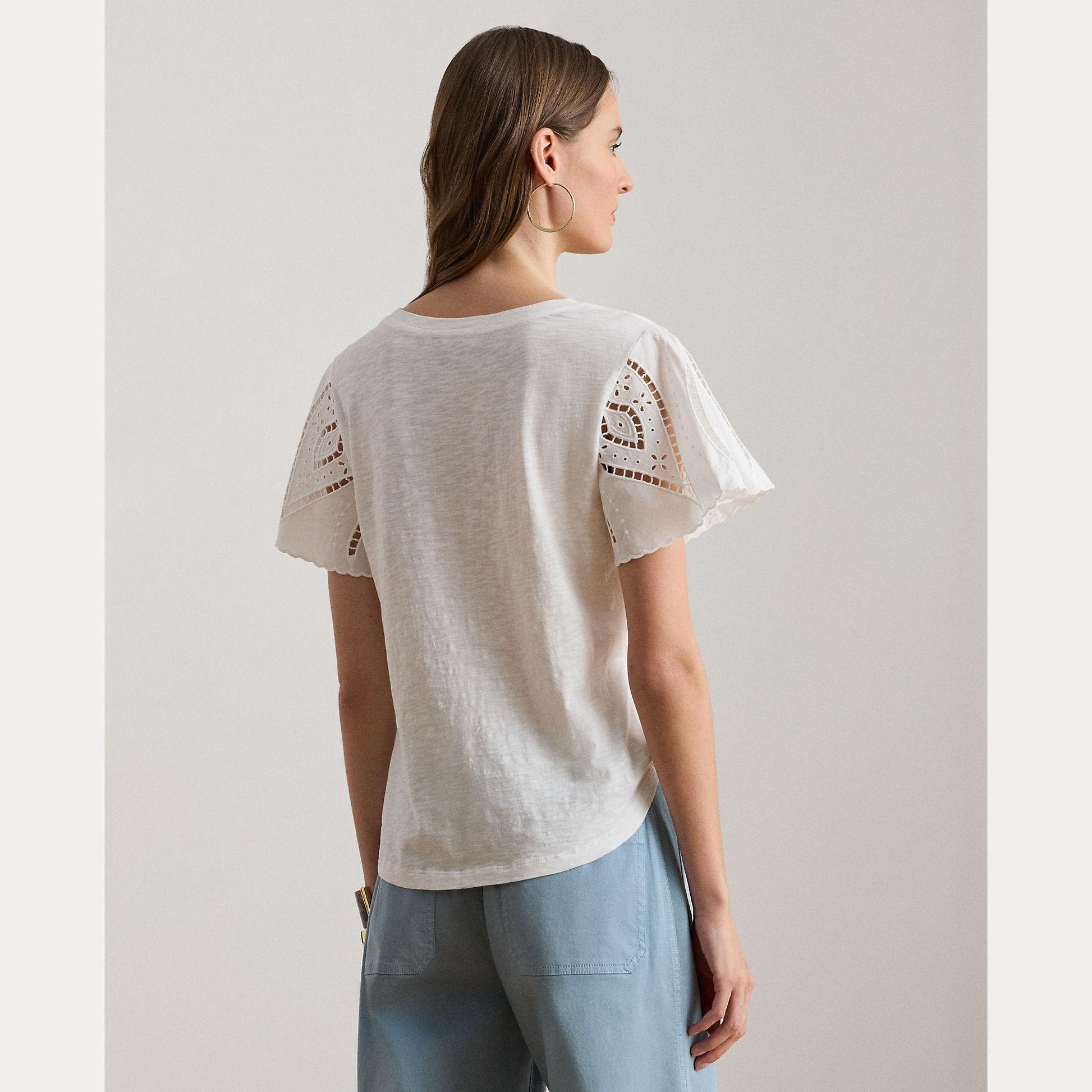 t-shirt traforato broadcloth 200-P09104 003 RALPH LAUREN LAUREN 